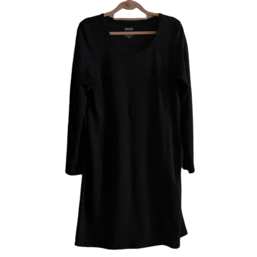 Duluth Trading Black Knit Long Sleeve Dress w Zip Pocket Size L
